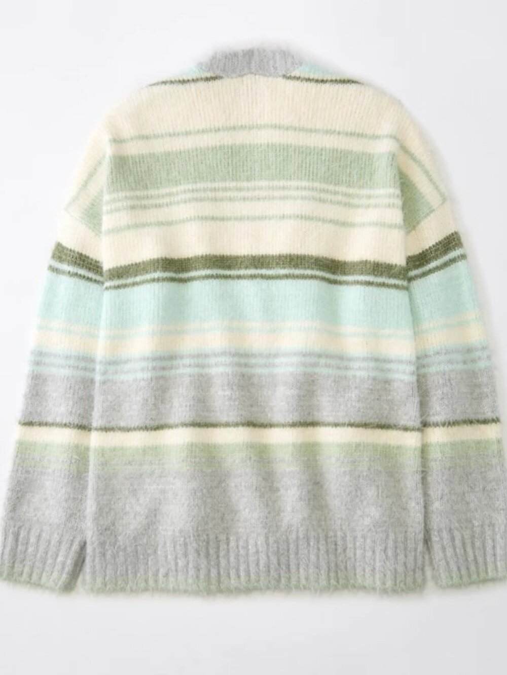 American Eagle AE Whoa So Cozy Fuzzy Cardigan Grey Multi Medium #A3176 - Picture 5 of 8